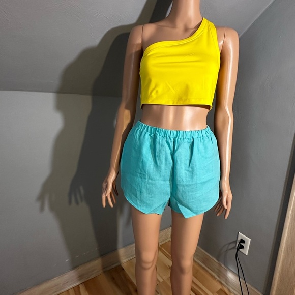 Vitamin A Tallows Linen Shorts Aqua EcoLinen Size XS NWT - Picture 9 of 9